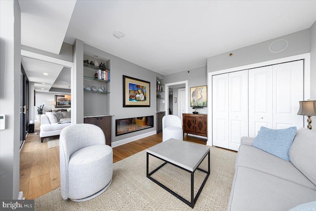 living room with hardwood / wood-style floors