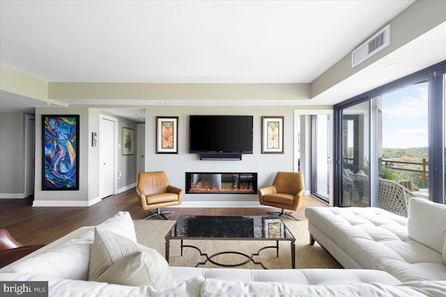 living room with hardwood / wood-style flooring