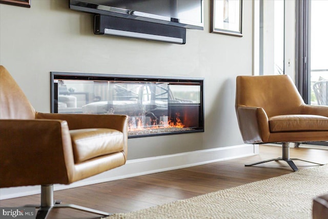 sitting room with hardwood / wood-style floors