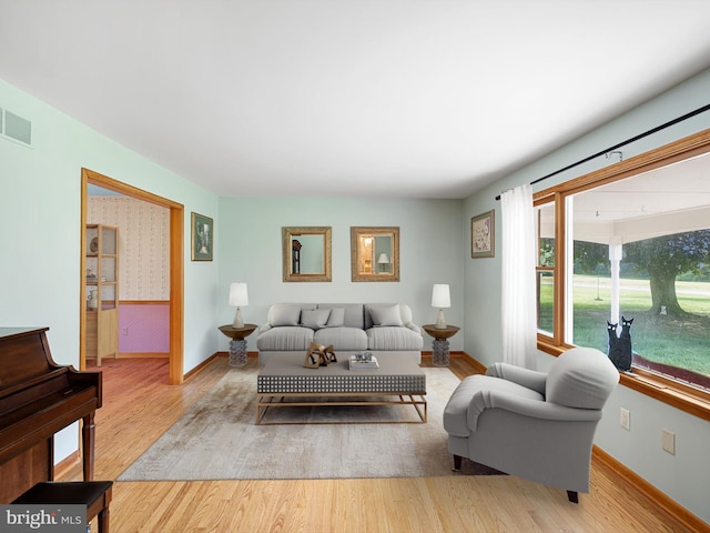 living room featuring light hardwood / wood-style flooring