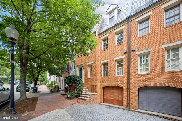 exterior space featuring a garage