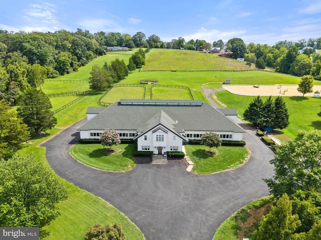 aerial view with a rural view