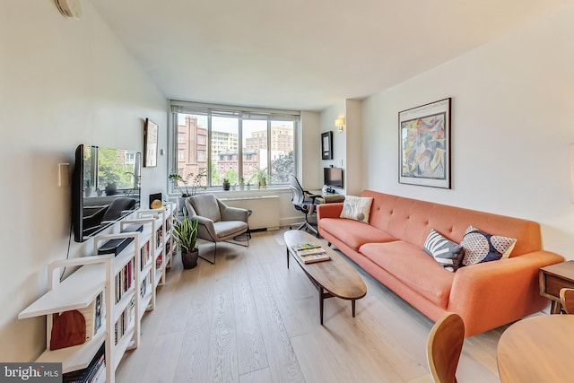 living area with light wood-style floors