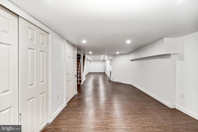 hall featuring dark hardwood / wood-style flooring