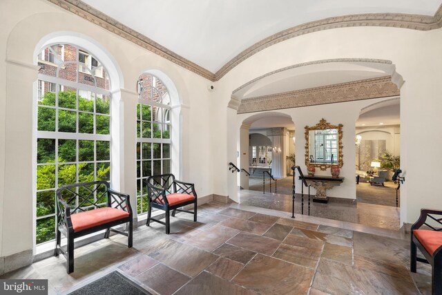 interior space featuring ornamental molding