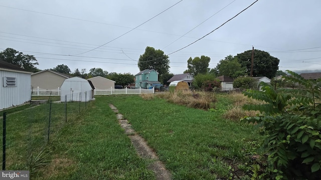 view of yard with a storage unit