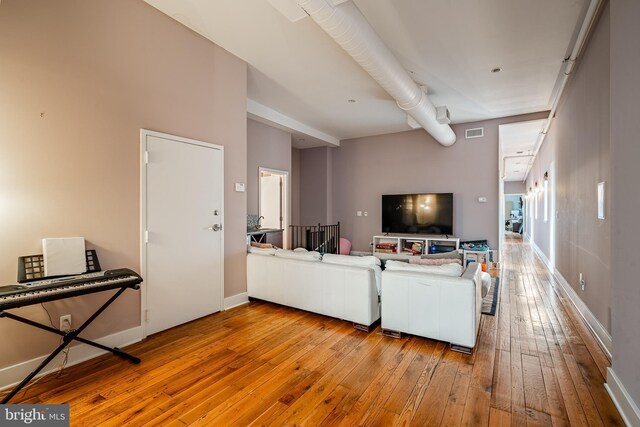 living room with light wood-type flooring