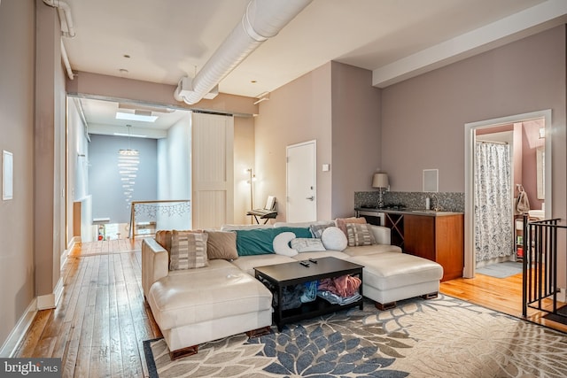 living area with light wood-style floors