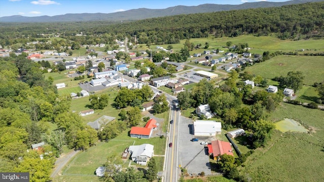 aerial view with a mountain view