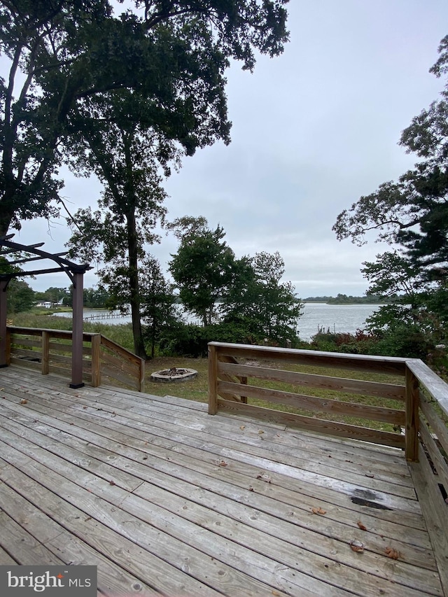 deck with a water view