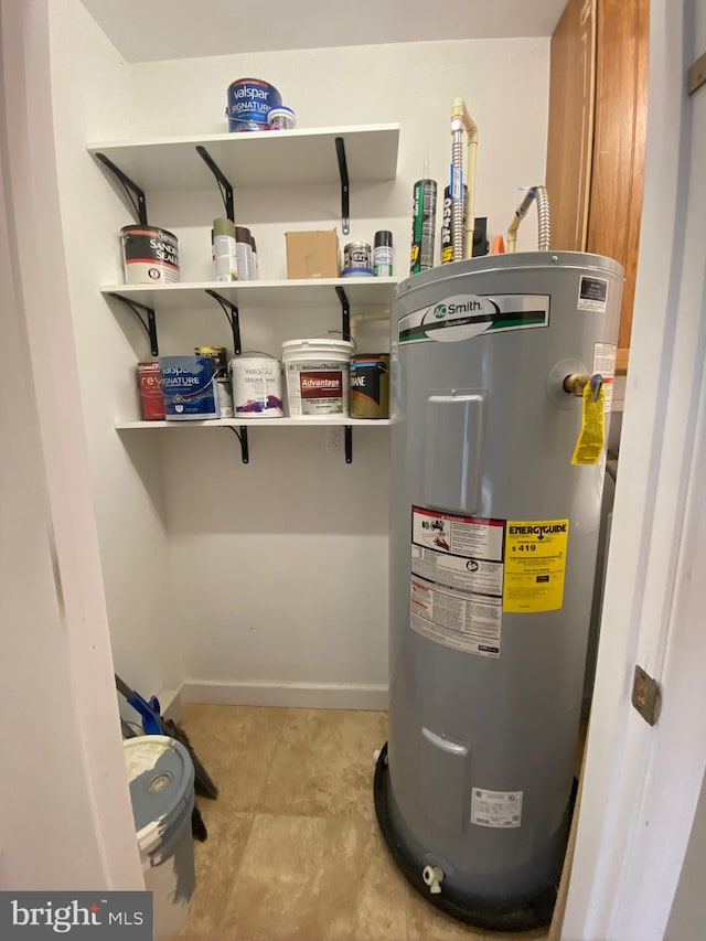 utility room featuring electric water heater