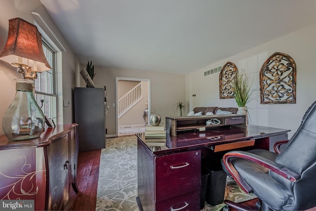 office space featuring hardwood / wood-style flooring