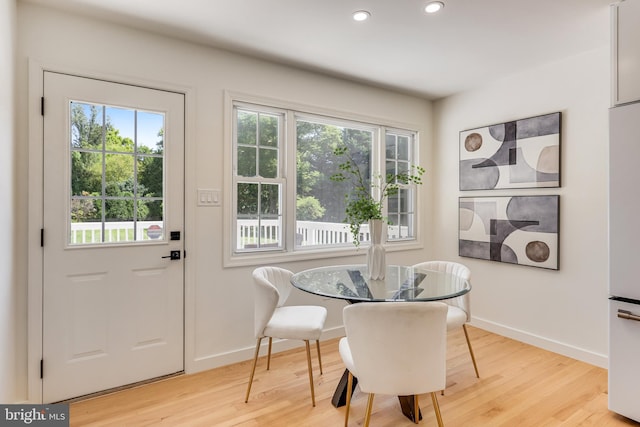 interior space with a healthy amount of sunlight and light hardwood / wood-style floors