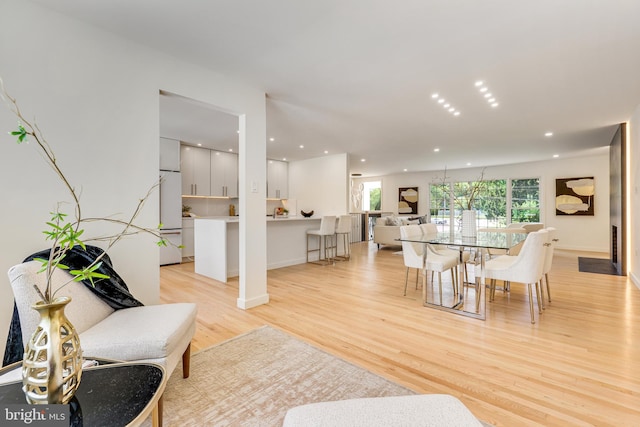 dining room with light hardwood / wood-style floors