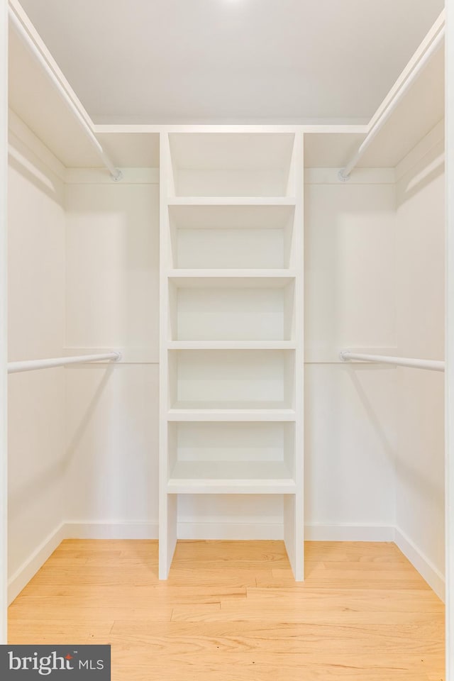 spacious closet with light hardwood / wood-style floors