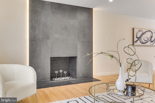 living room with wood-type flooring