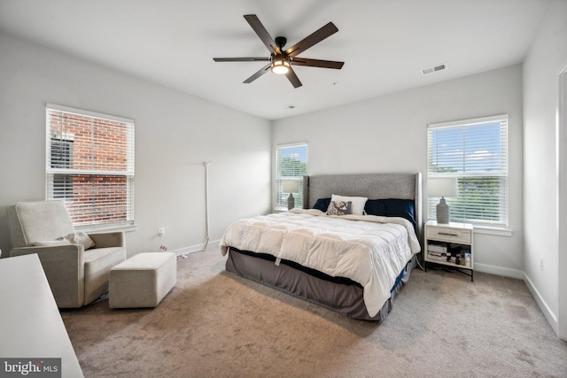 bedroom with carpet and ceiling fan