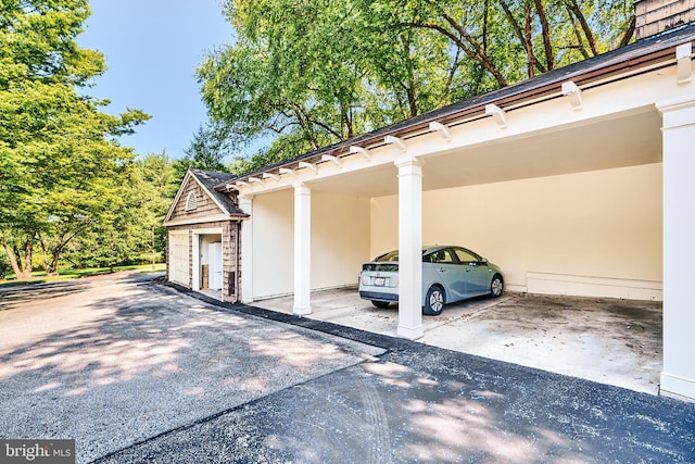 view of covered parking lot