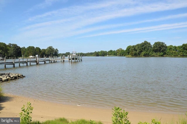 view of water feature featuring a dock