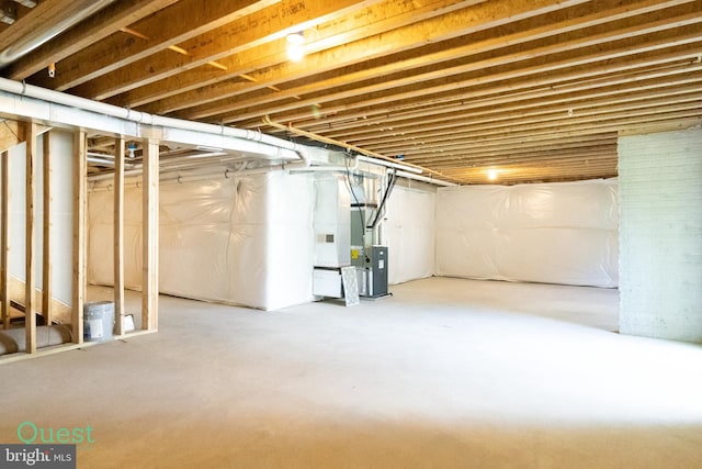 basement with heating unit