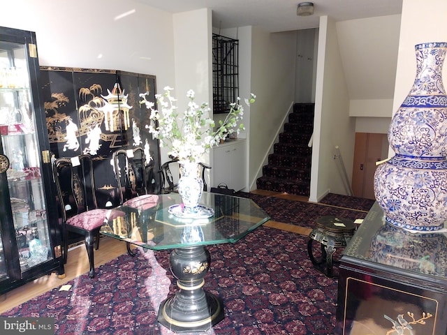 living room with hardwood / wood-style floors