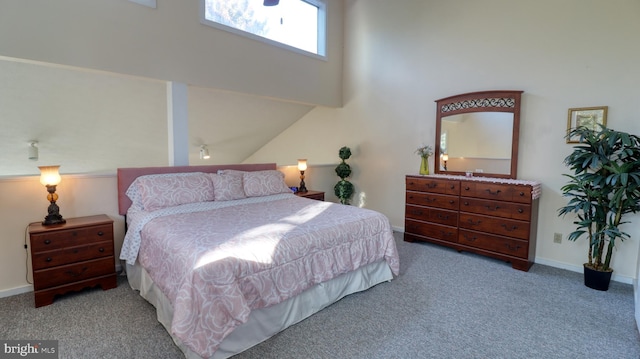 bedroom with light carpet