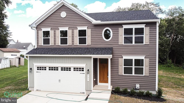505 Legion Dr, Havre De Grace, MD 21078 - traditional-style home with a garage, driveway, a shingled roof, and a front yard