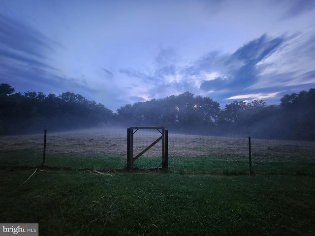 view of yard at dusk