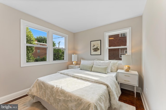 bedroom with light hardwood / wood-style flooring