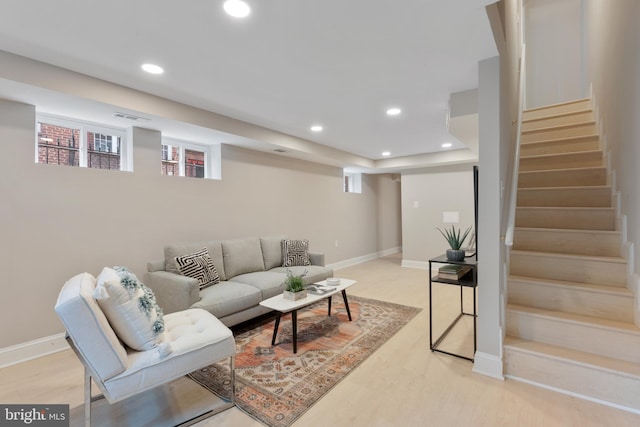 living room featuring light hardwood / wood-style floors