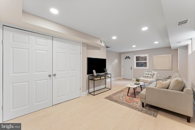 living room with light wood-type flooring