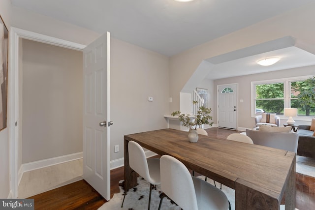 dining area featuring wood-type flooring