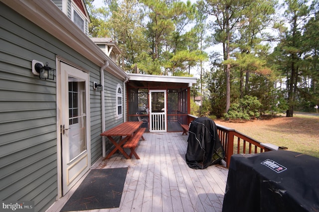 817 Seabreeze Rd, Cambridge, MD 21613 - wooden terrace featuring grilling area and a sunroom