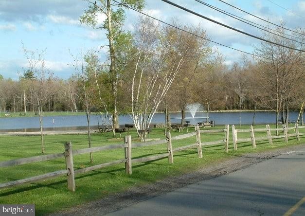 view of road with a water view