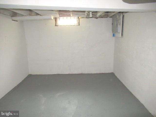 basement with electric panel