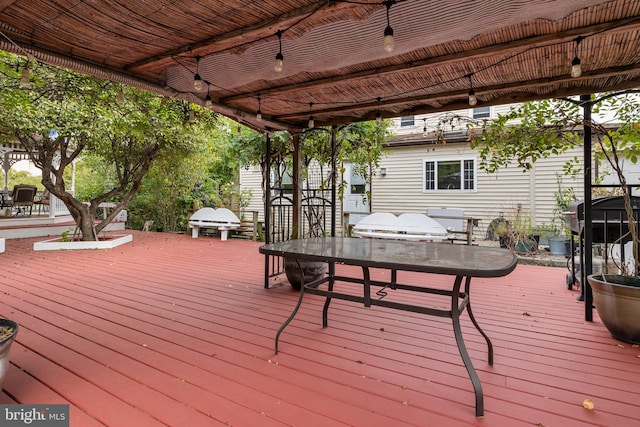 deck featuring grilling area