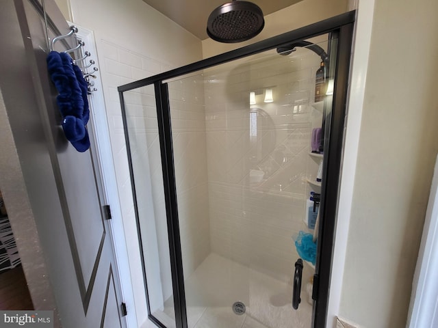 bathroom with a shower stall