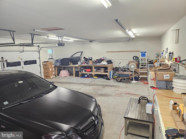 garage with a garage door opener