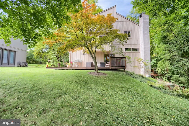 view of yard with a deck