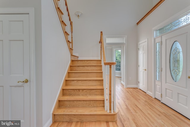 foyer entrance featuring light hardwood / wood-style floors