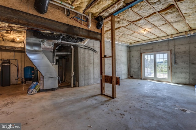 basement featuring heating unit