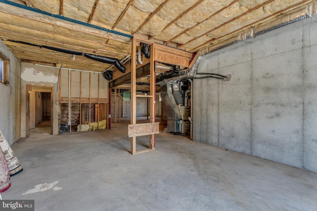 basement with heating unit