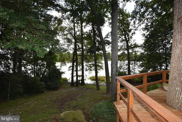 view of yard featuring a wooden deck