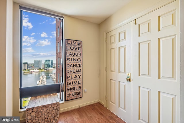 doorway to outside featuring light hardwood / wood-style floors