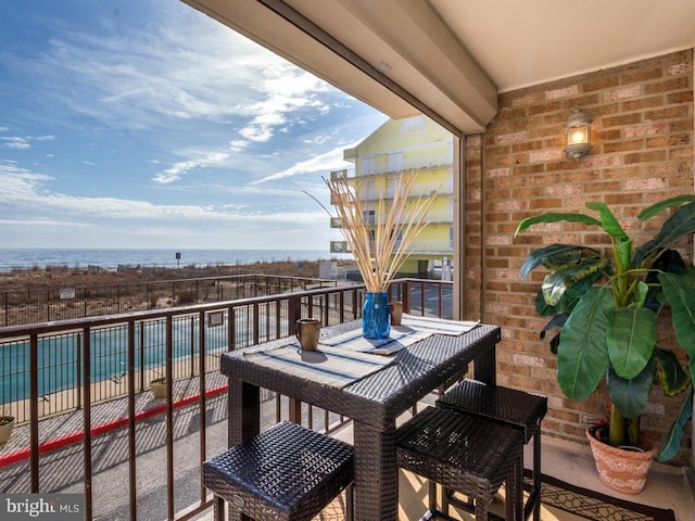 balcony with a water view