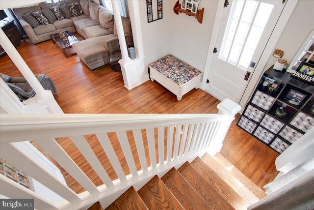 interior space with hardwood / wood-style floors