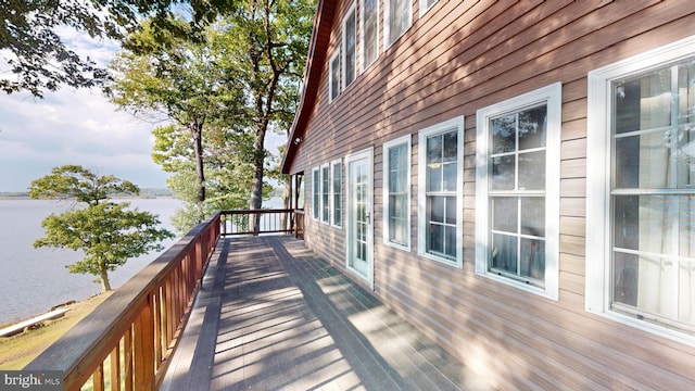 deck with a water view