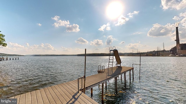 dock area featuring a water view