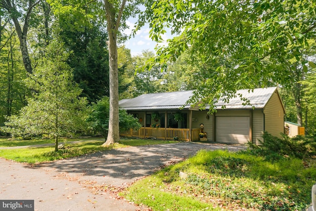 single story home with a garage