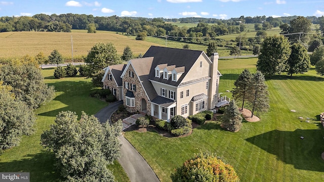 bird's eye view with a rural view